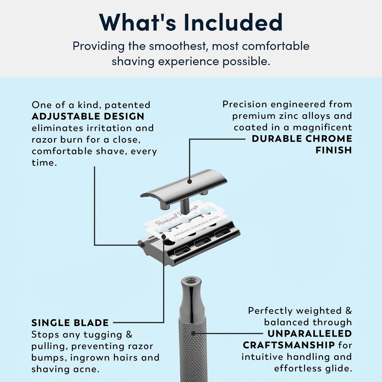 Rockwell 2C Adjustable DE Safety Razor - Gunmetal (2 Settings)