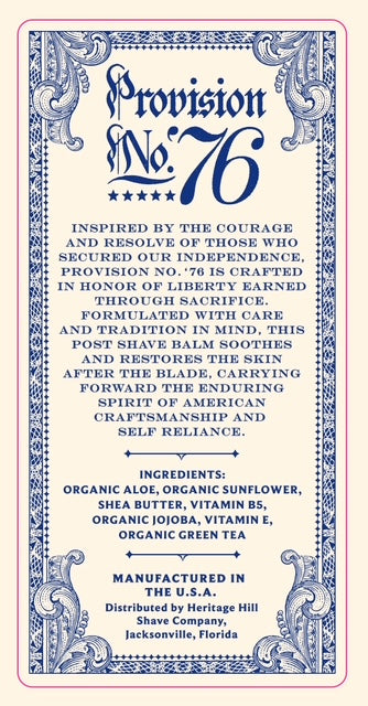 Provision No. ’76 – Post Shave Balm (Unscented) NEW RELEASE